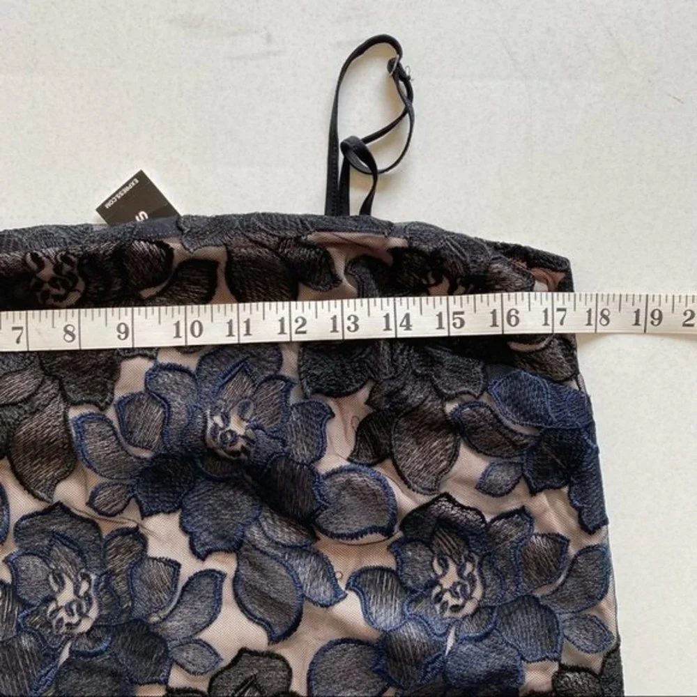 Express Black Embroidered Floral Mini Dress Womens Size Medium Tan Lining - Picture 14 of 16